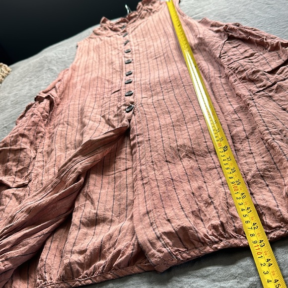 XL Lagenlook dress from a boutique in Seoul Korea. Dusty pink/tan w pinstripes - Picture 5 of 16